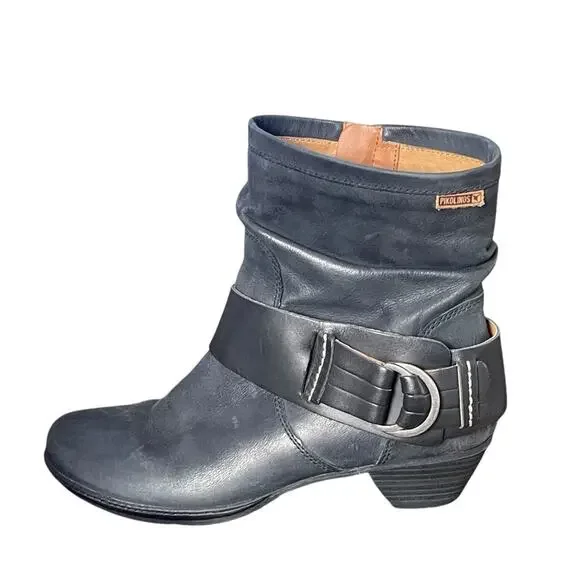 Pikolinos “Brujas” Leather Ankle Boots, Black, Side Zip, Streetwear, Weekend 8.5